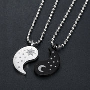 Trendy Sun Moon Necklace Set