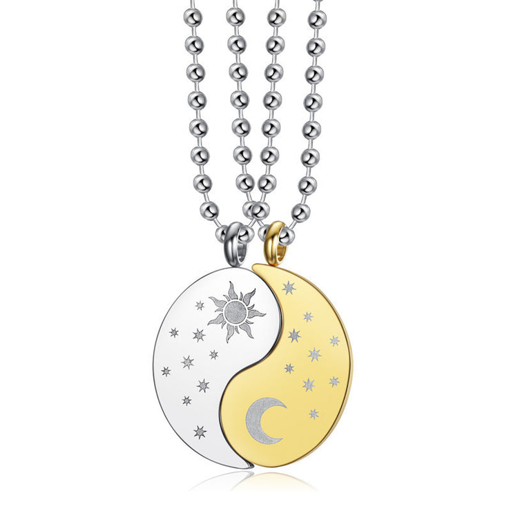 Trendy Sun Moon Necklace Set