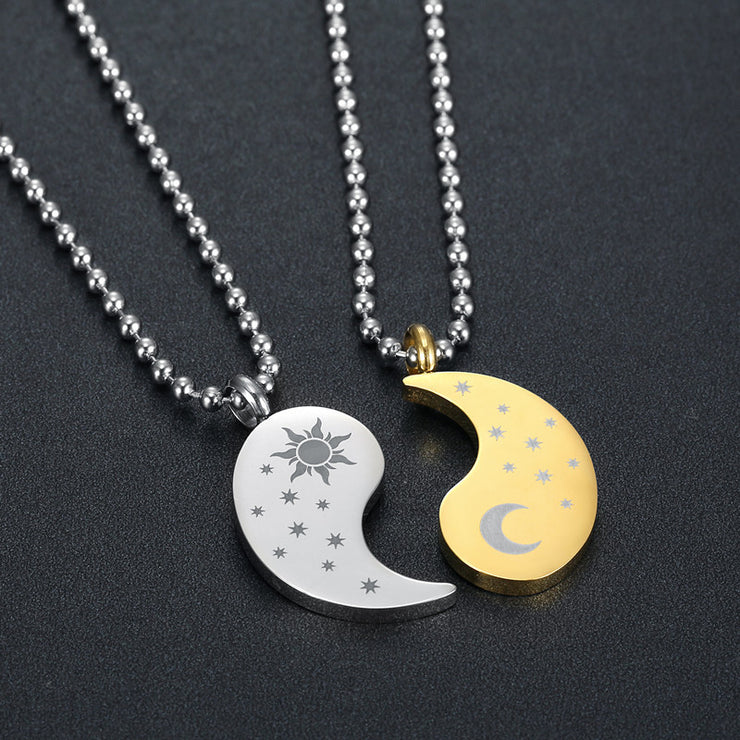Trendy Sun Moon Necklace Set