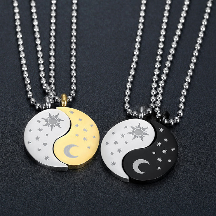 Trendy Sun Moon Necklace Set