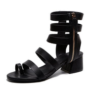 Womens Sandals Shoes Gladiator Strap Low Heel  Pu Leather