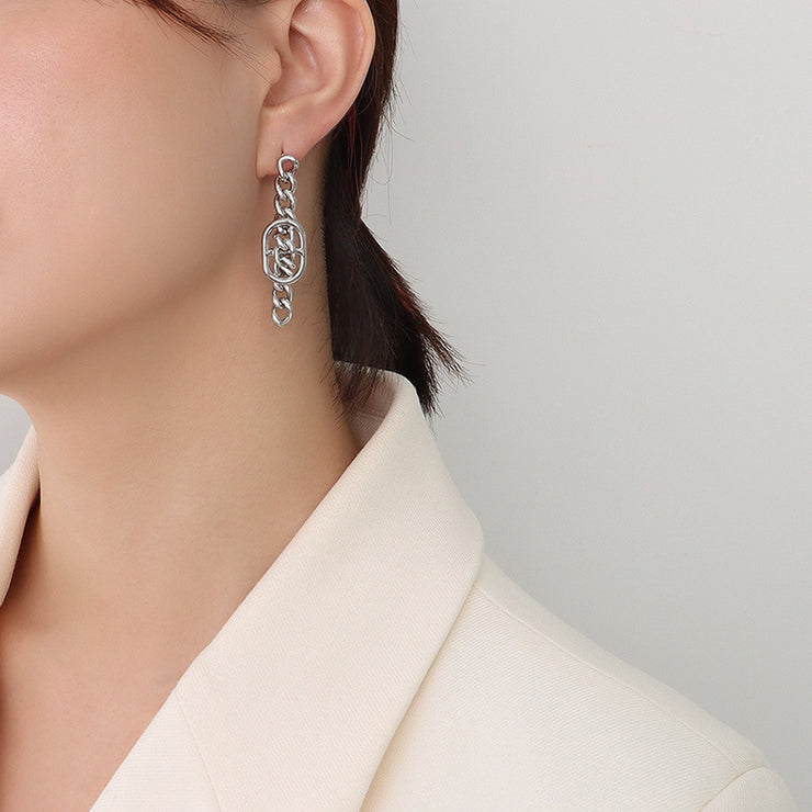 Trendy Titanium Earrings: Double D Design