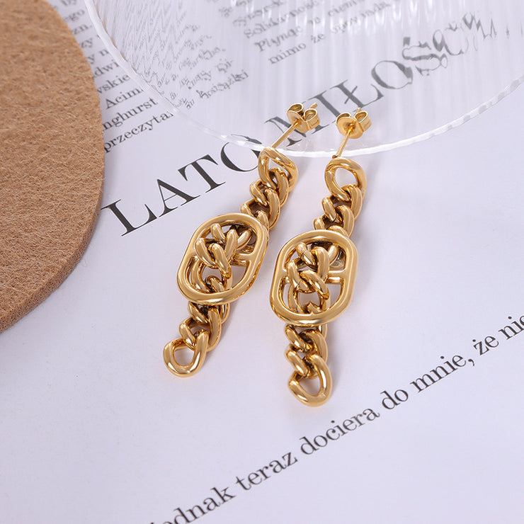 Trendy Titanium Earrings: Double D Design
