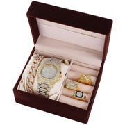 Fashionable Men's Accessories: Diamond Calendar Disc Watch Set