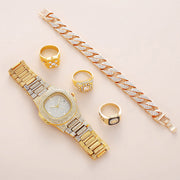 Fashionable Men's Accessories: Diamond Calendar Disc Watch Set