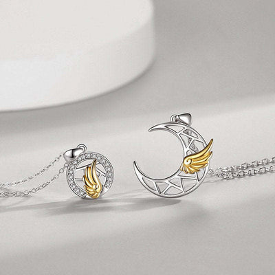 Sun And Moon Angel Wings Magnetic Necklace Simple