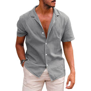 Men's Tops Casual Button Down Shirt Short Sleeve Beach Shirt Summer Mens Clothing